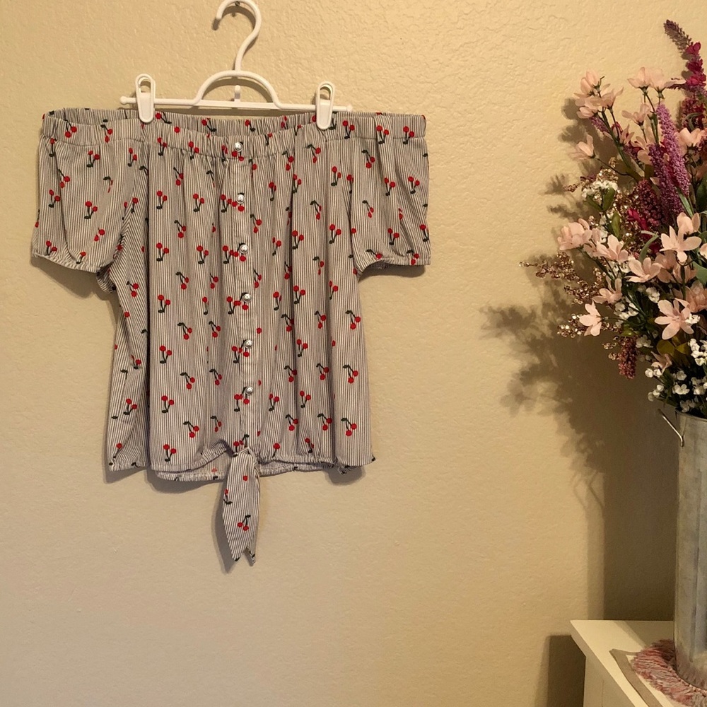 Twine & String XL Off the shoulder cherry top